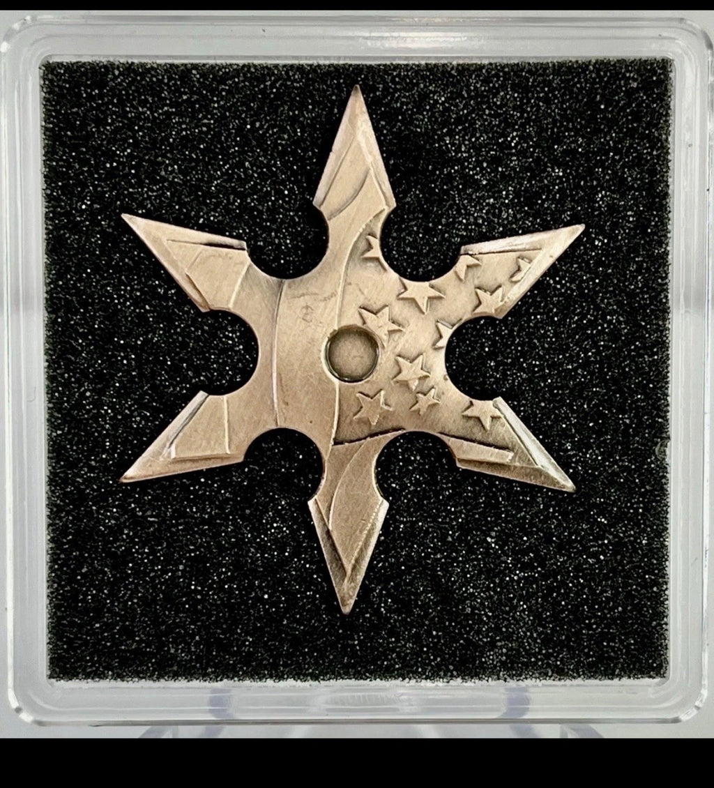 5 Gram Copper Ninja Throwing Star USA Flag .999 Fine in Capsule | Bullion Silver