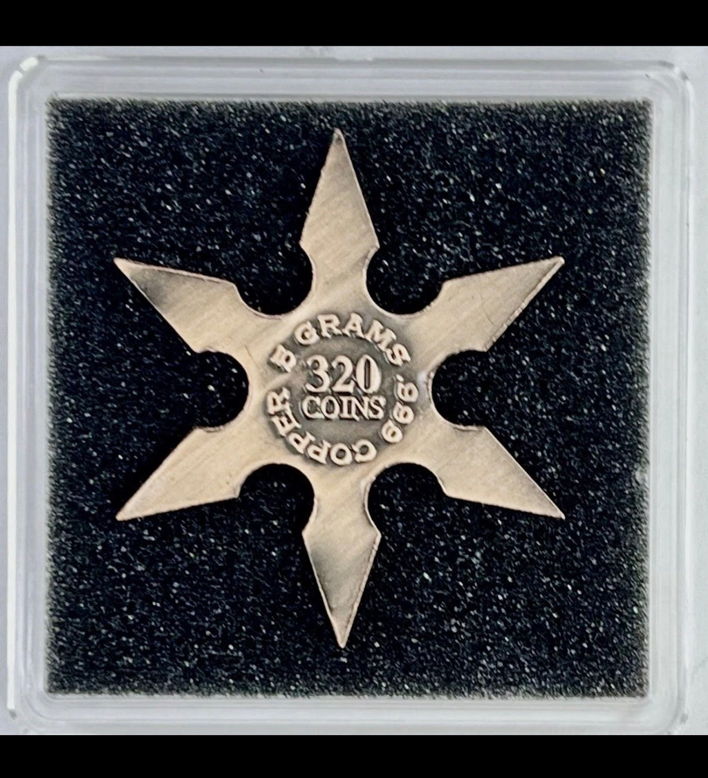 5 Gram Copper Ninja Throwing Star USA Flag .999 Fine in Capsule | Bullion Silver