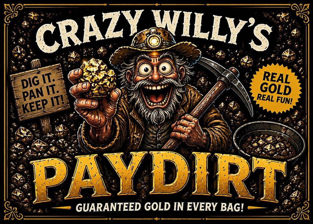 Crazy Willy’s Paydirt – Guaranteed Gold Paydirt Bag + Prospector Kit