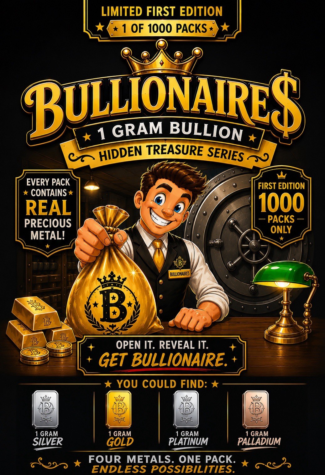 Bullionaires 1 Gram Bullion Mystery Pack - First Edition