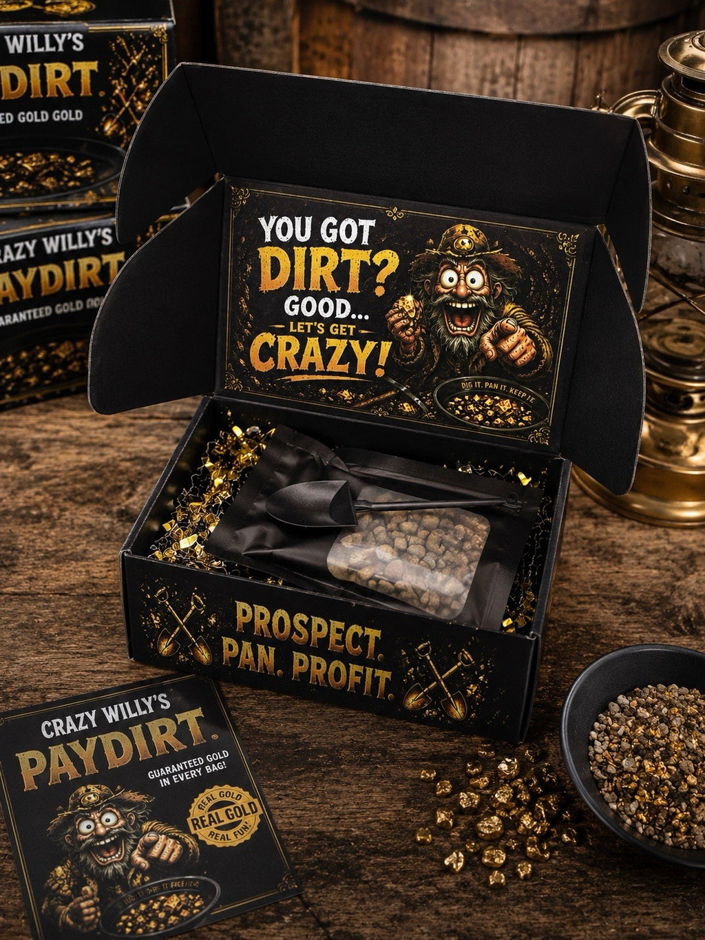 Crazy Willy’s Paydirt – Guaranteed Gold Paydirt Bag + Prospector Kit