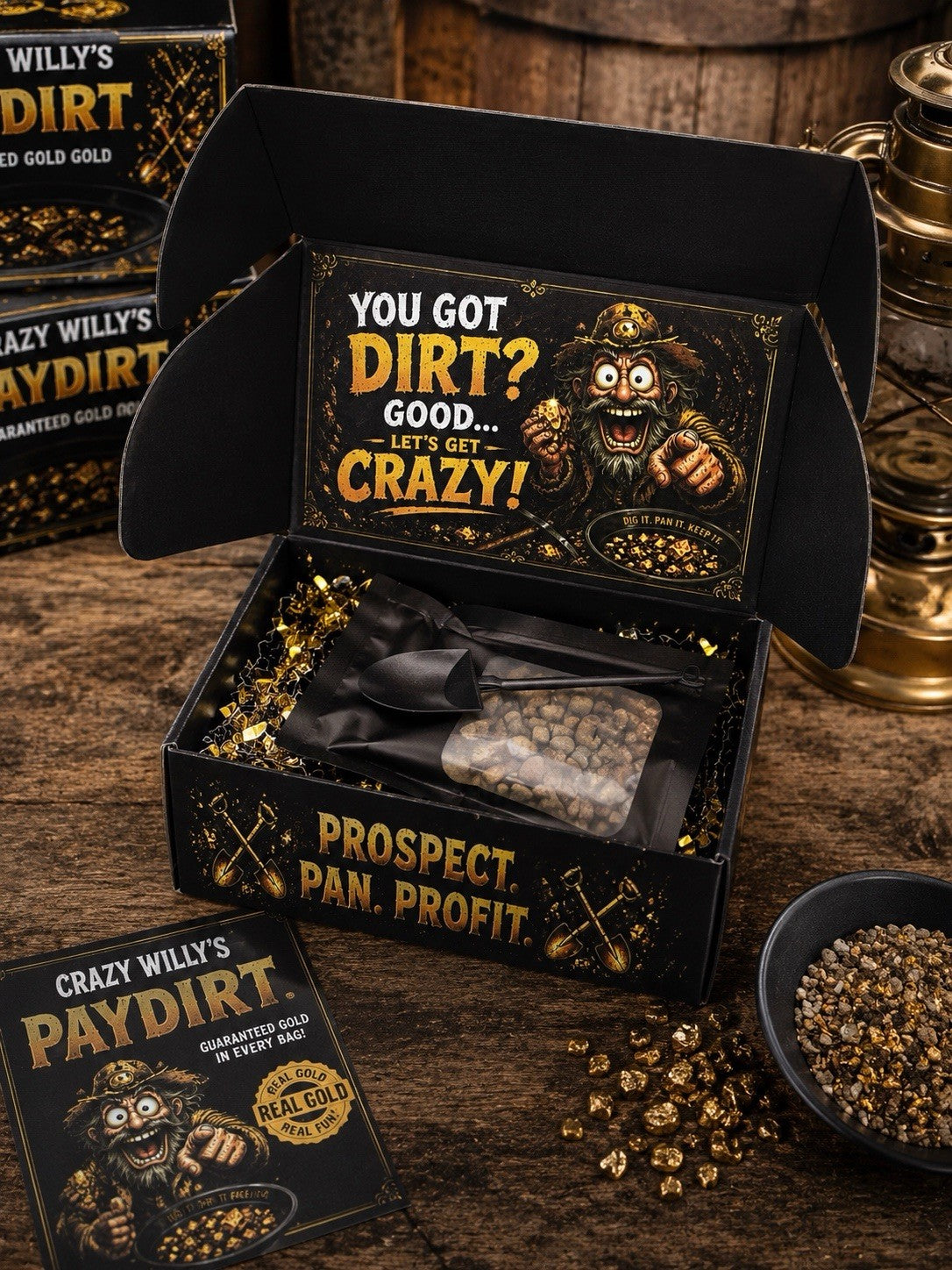 Crazy Willy’s Paydirt – Guaranteed Gold Paydirt Bag + Prospector Kit